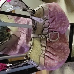 AUTHENTIC PINK GUESS PURSE W/ CHEETAH PRINT LINING